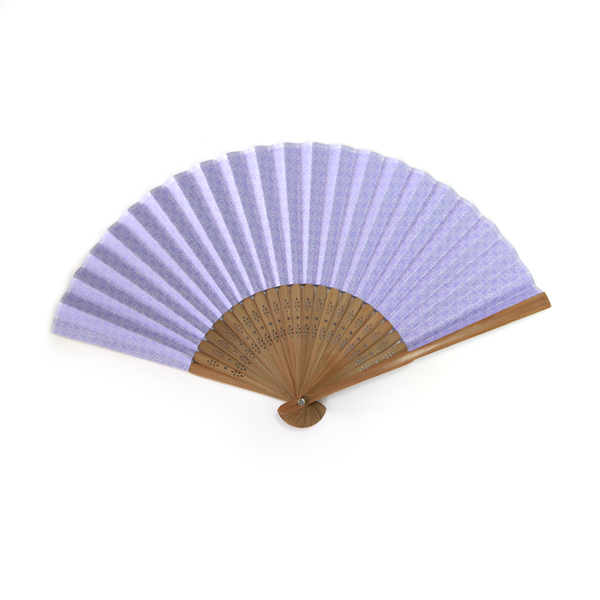 印傳のような紙の扇子 七宝 うす藤紫